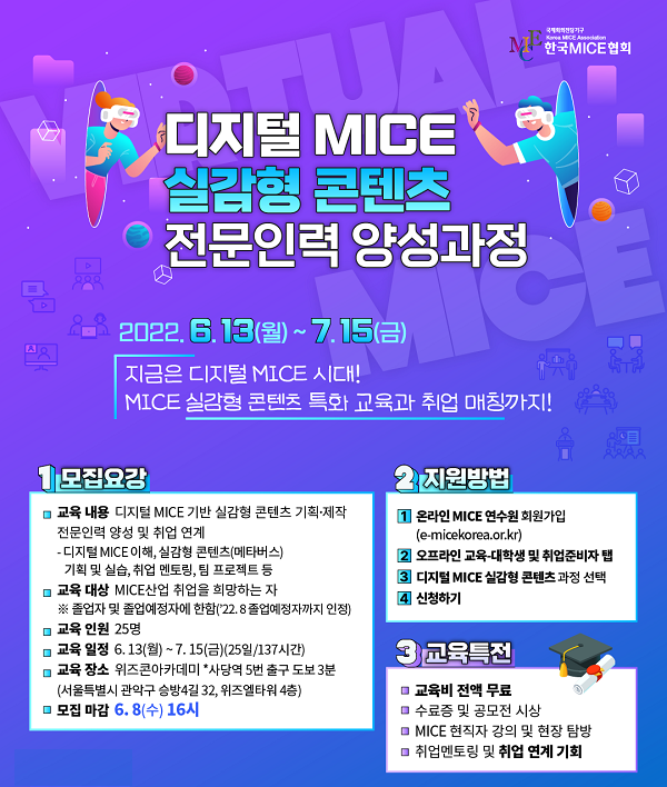 (교육/강연) 디지털 MICE 실감형 콘텐츠 전문인력 양성과정 교육생 모집-poster