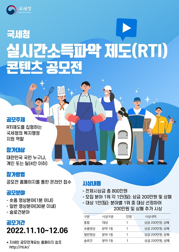 국세청 실시간 소득파악 제도(RTI)콘텐츠 공모전-poster